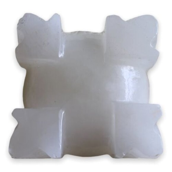 Onyx Alabaster  White Aztec Carved Face Ashtray Mexico Vintage 1970s - Picture 4 of 5